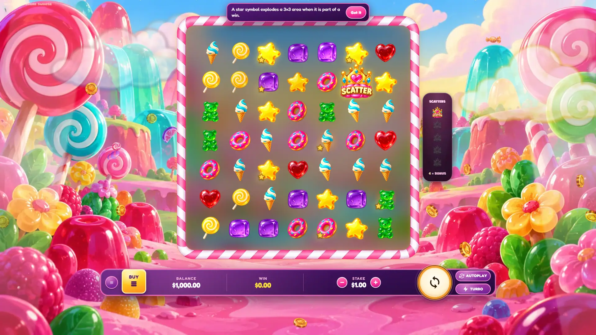 Sugar Swoosh slot gameplay reels