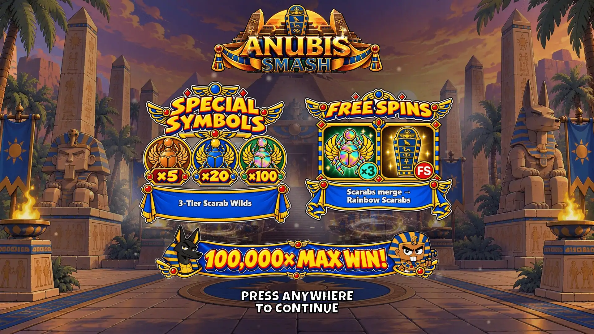 Anubis Smash slot intro screen