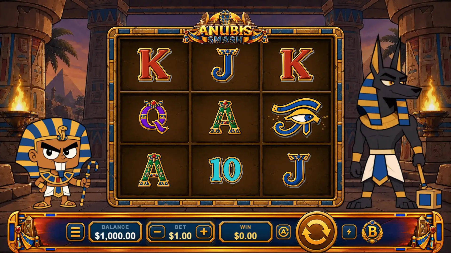 Anubis Smash slot gameplay reels