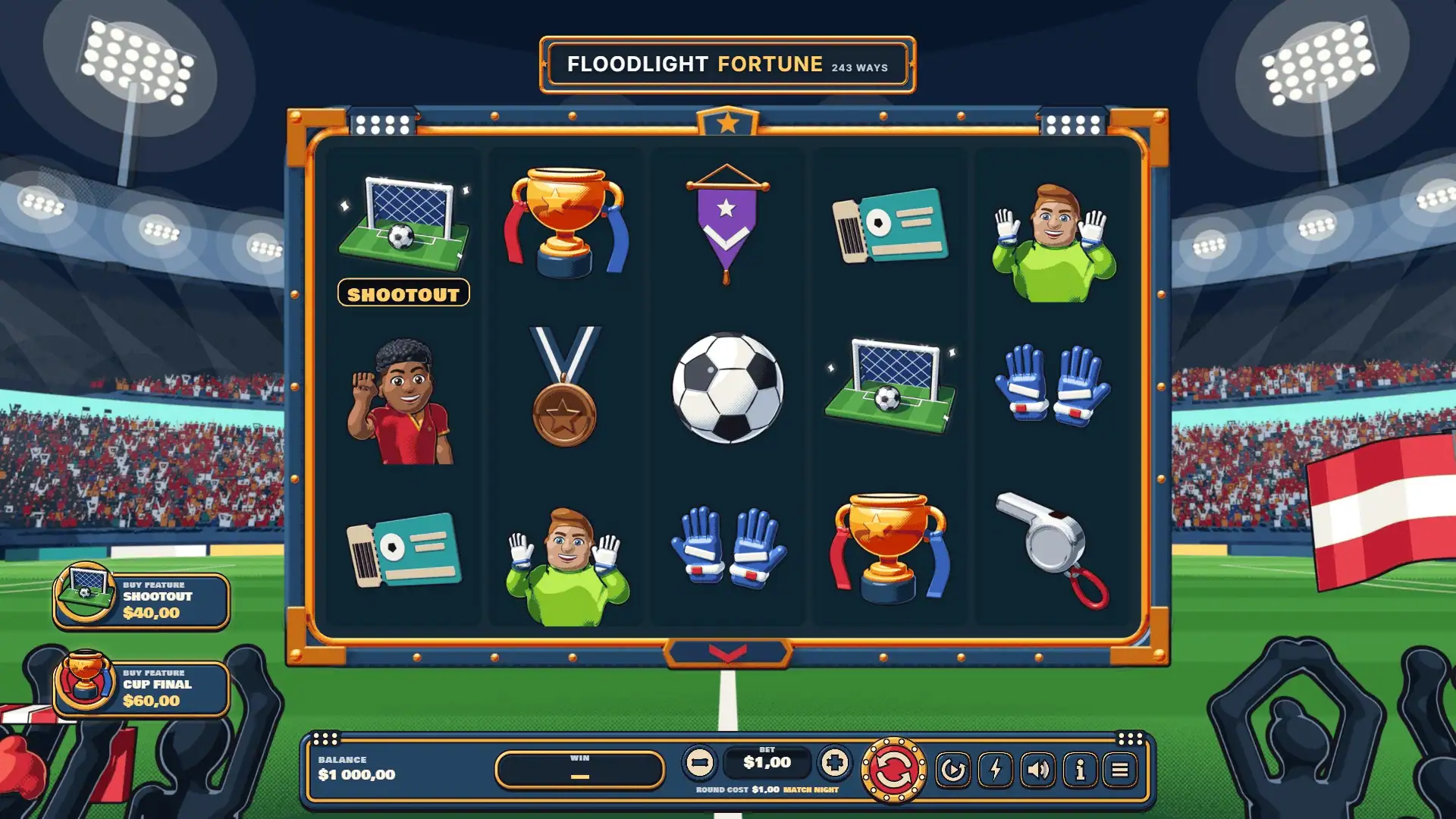 Floodlight Fortune slot gameplay reels