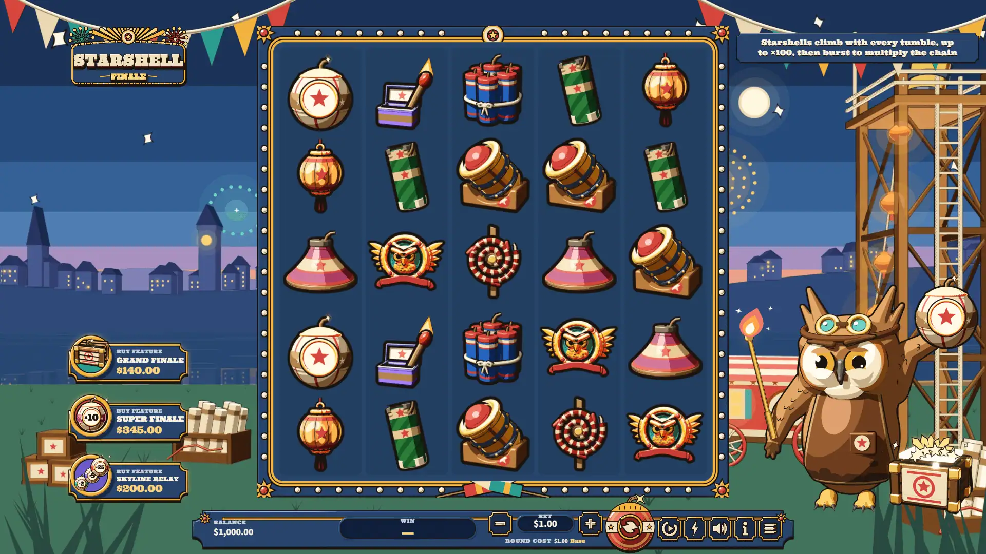 Starshell Finale slot gameplay reels