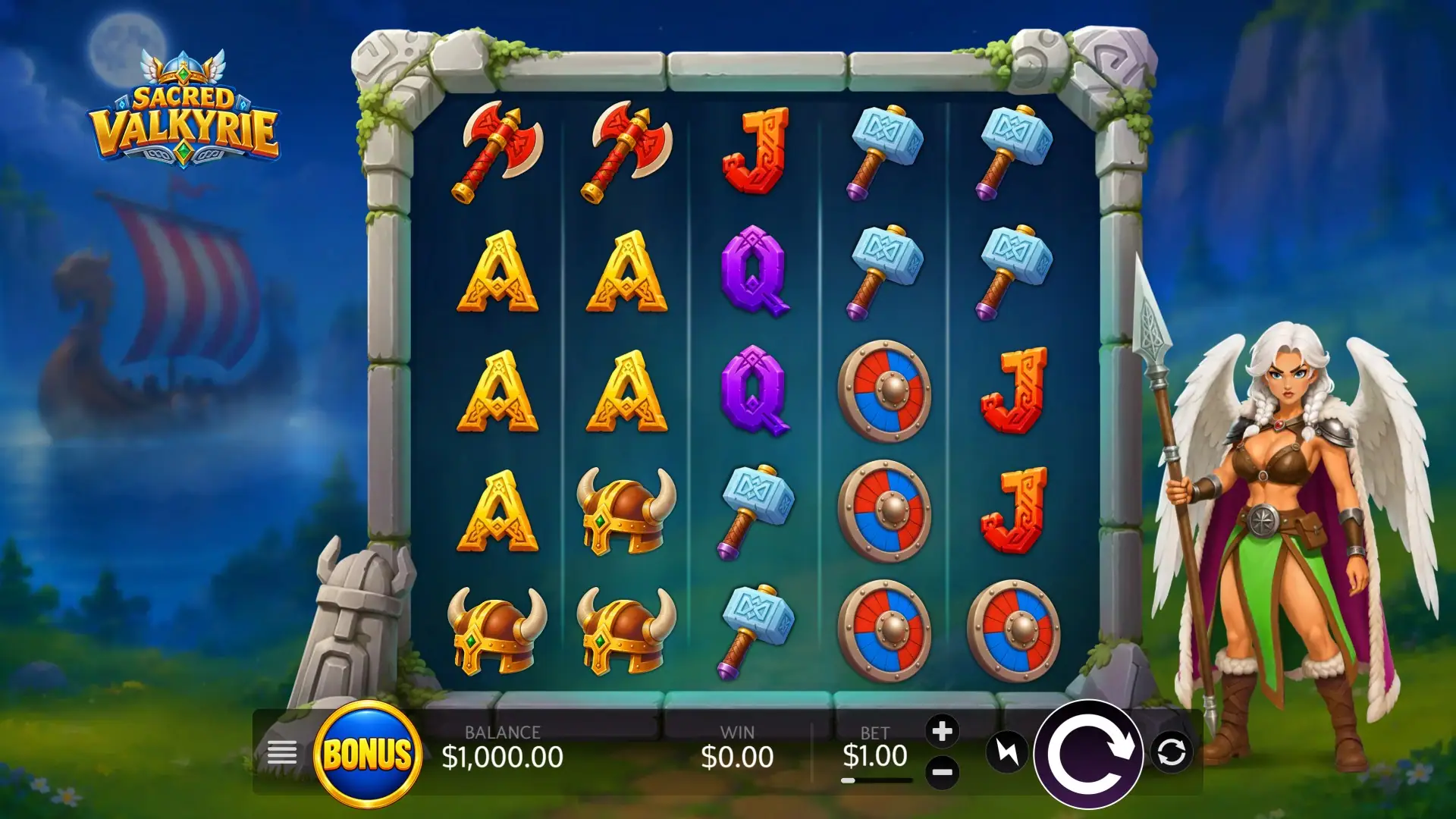 Sacred Valkyrie slot gameplay reels