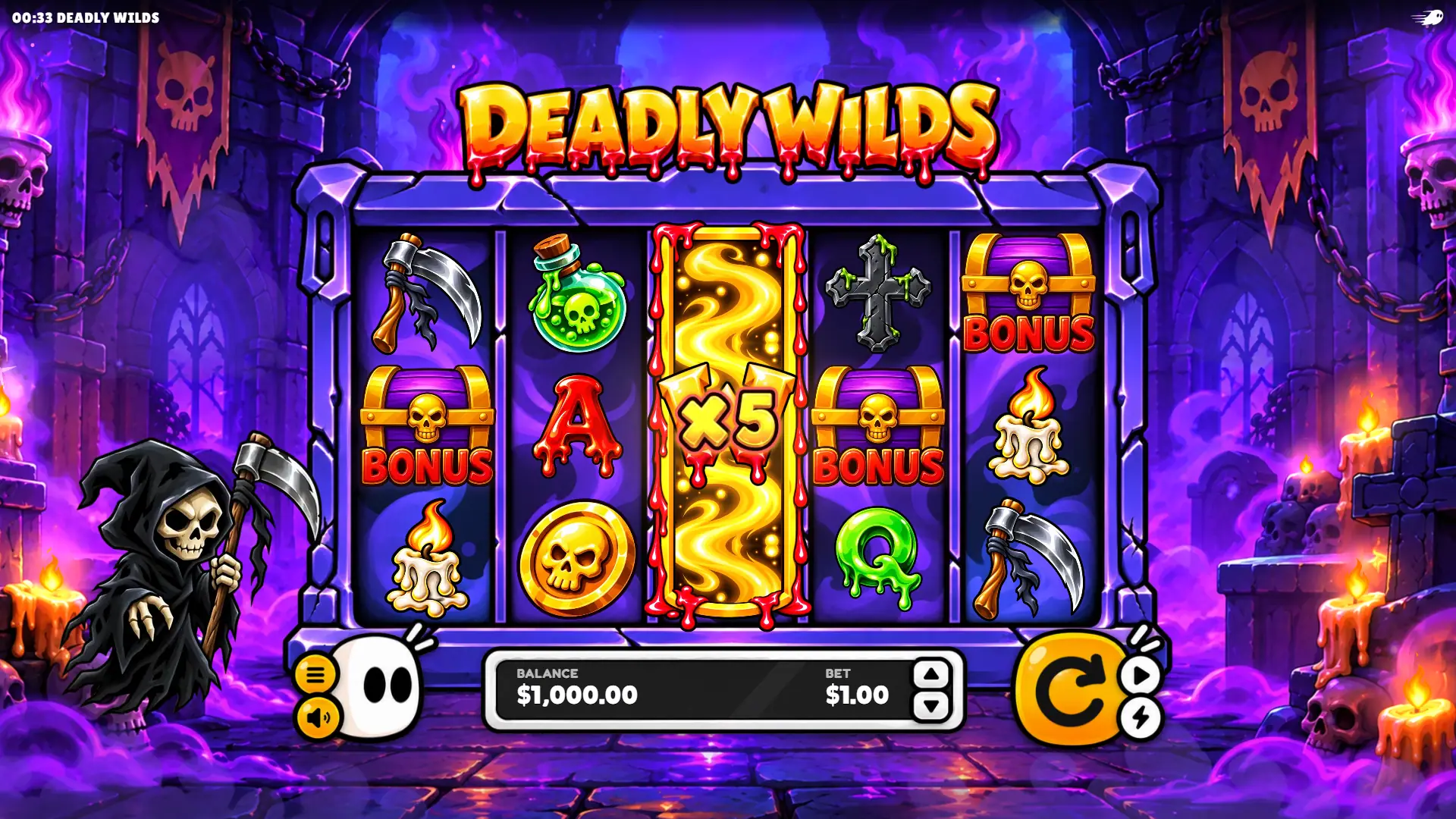 Deadly Wilds slot gameplay reels