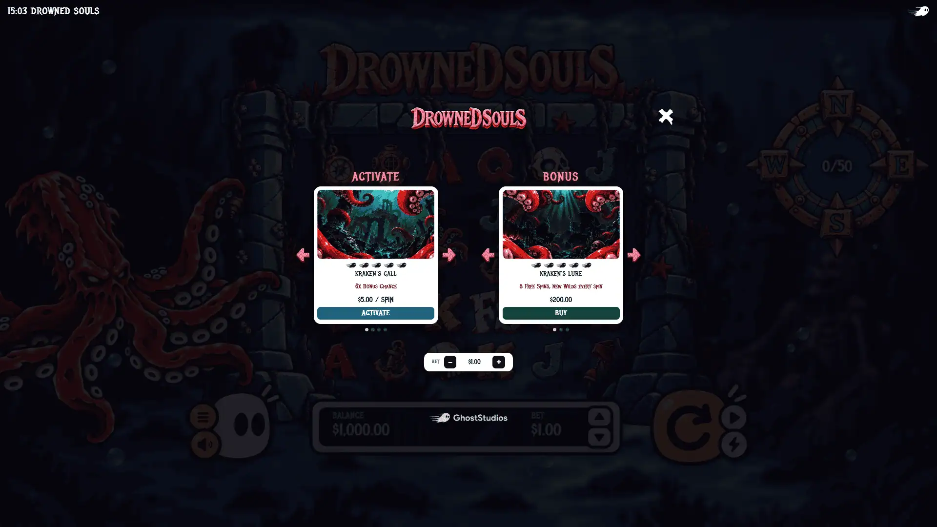 Drowned Souls bonus buy menu