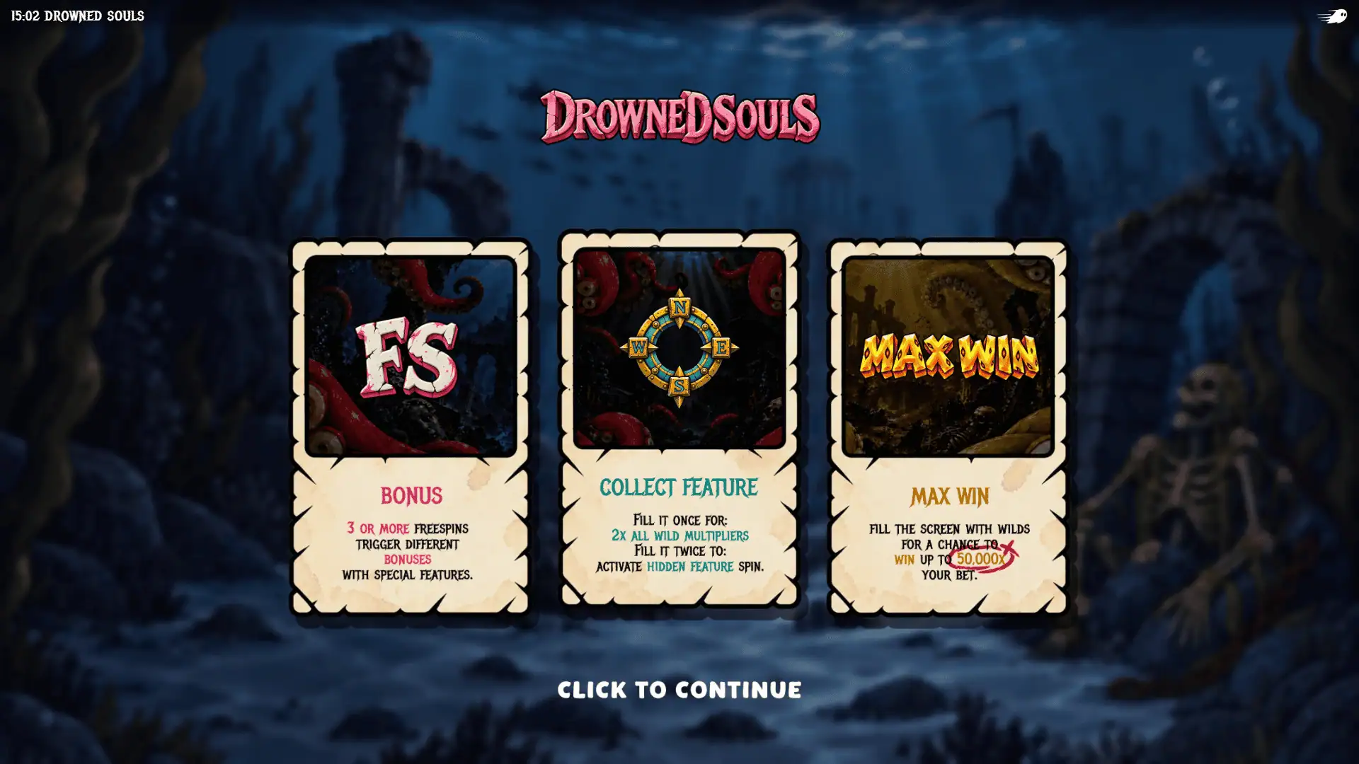 Drowned Souls slot intro screen