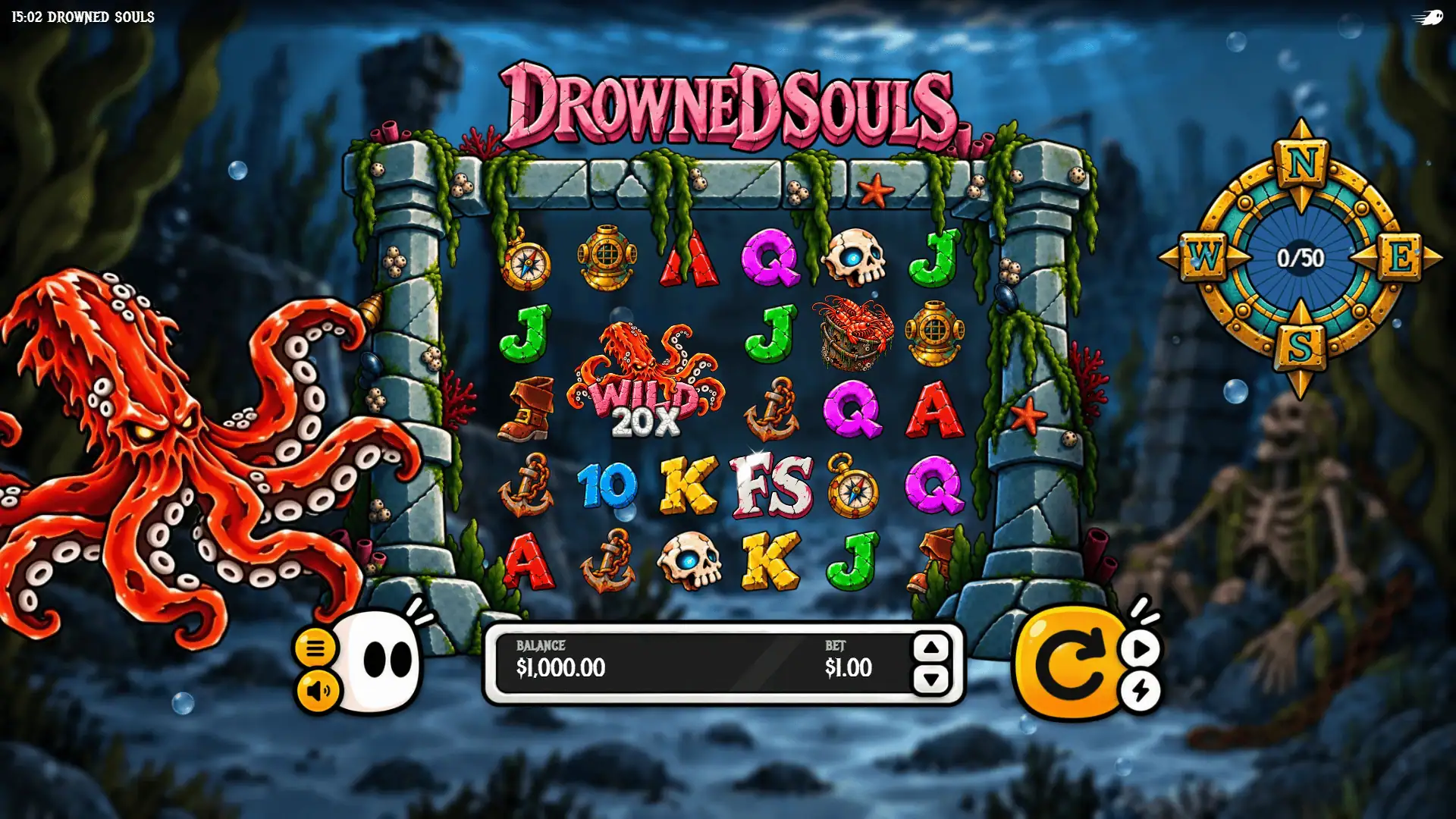 Drowned Souls slot gameplay reels