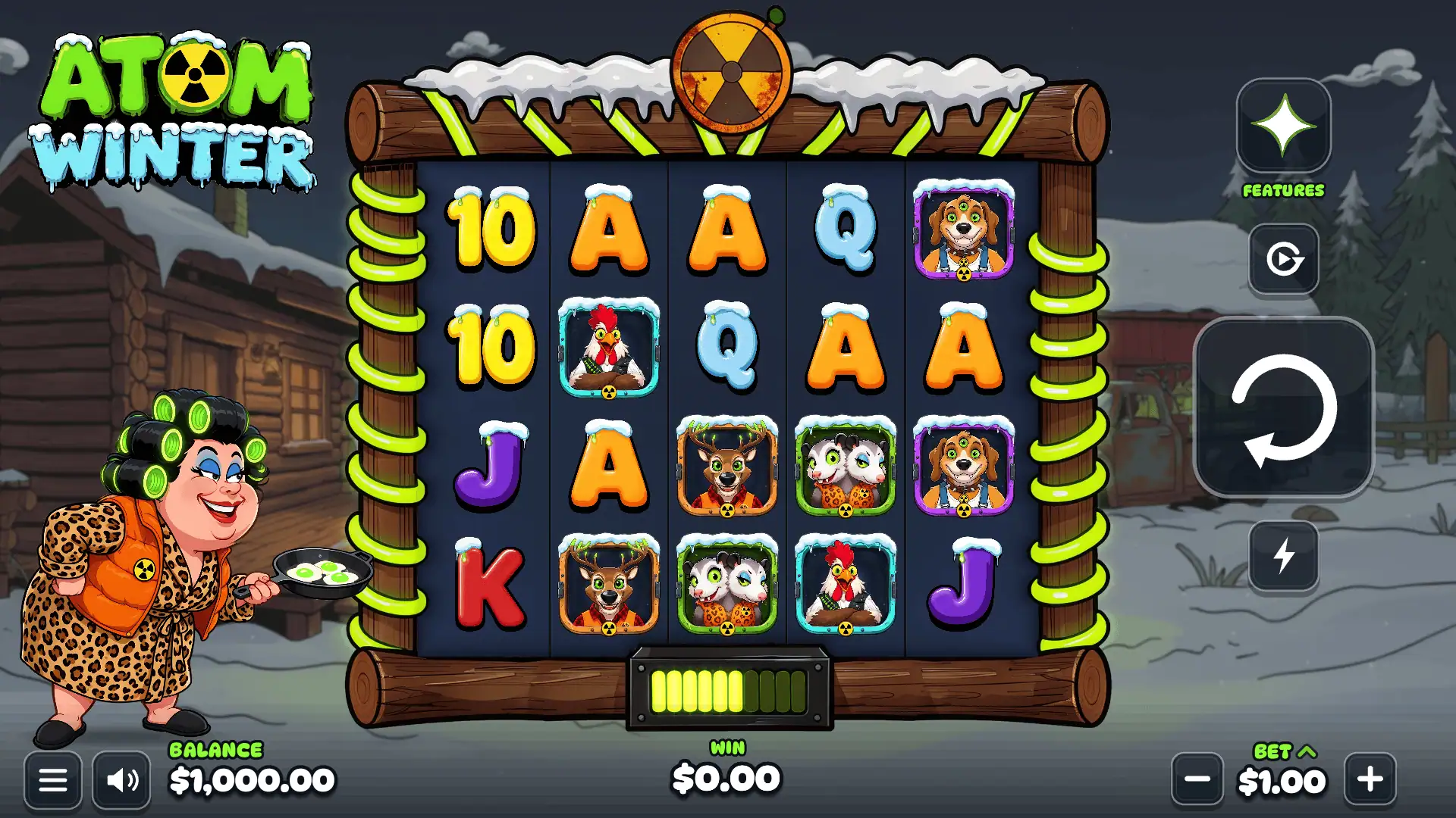 Atom Winter slot gameplay reels