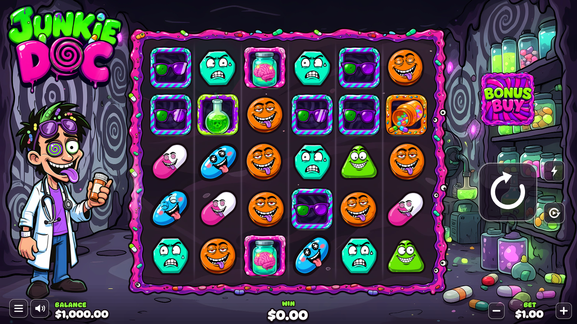 Junkie Doc slot gameplay reels