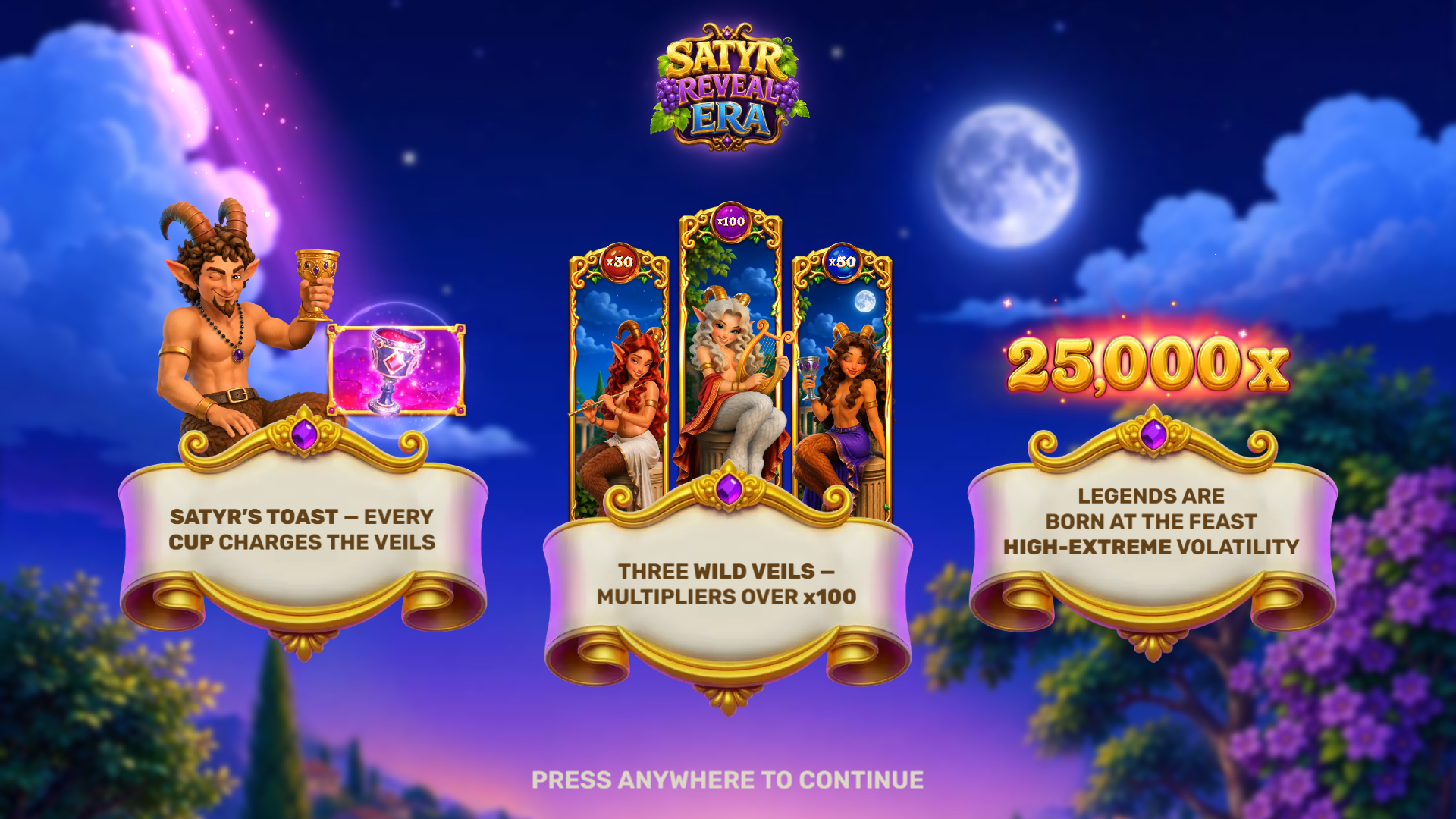 Satyr Reveal Era slot intro screen