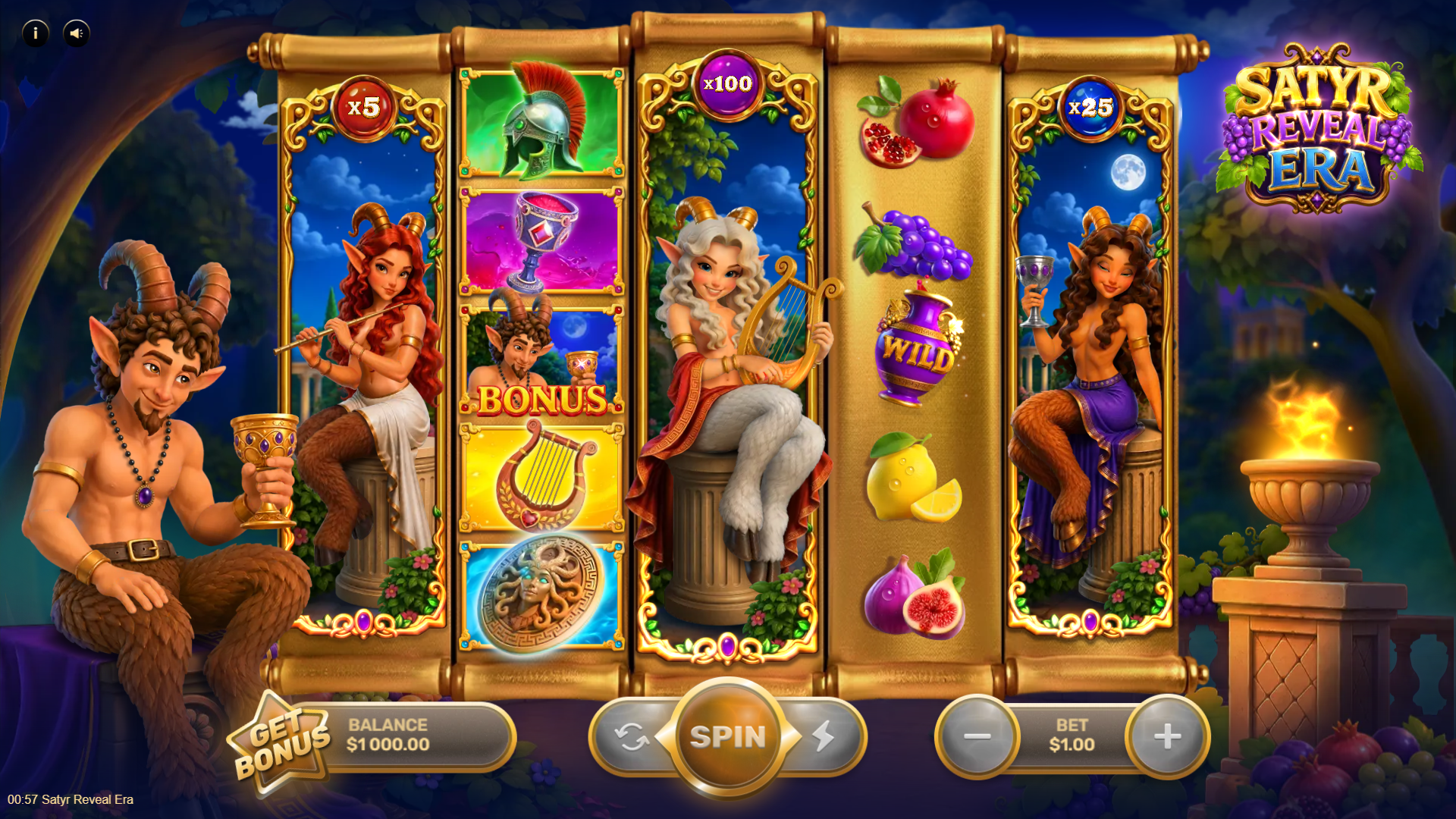Satyr Reveal Era slot gameplay reels