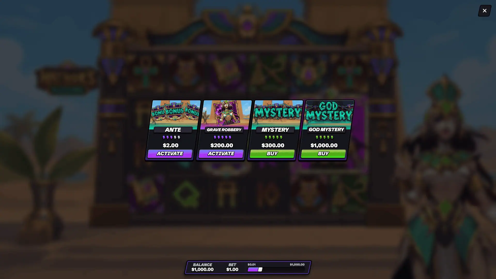 Hathors Blessing bonus buy menu