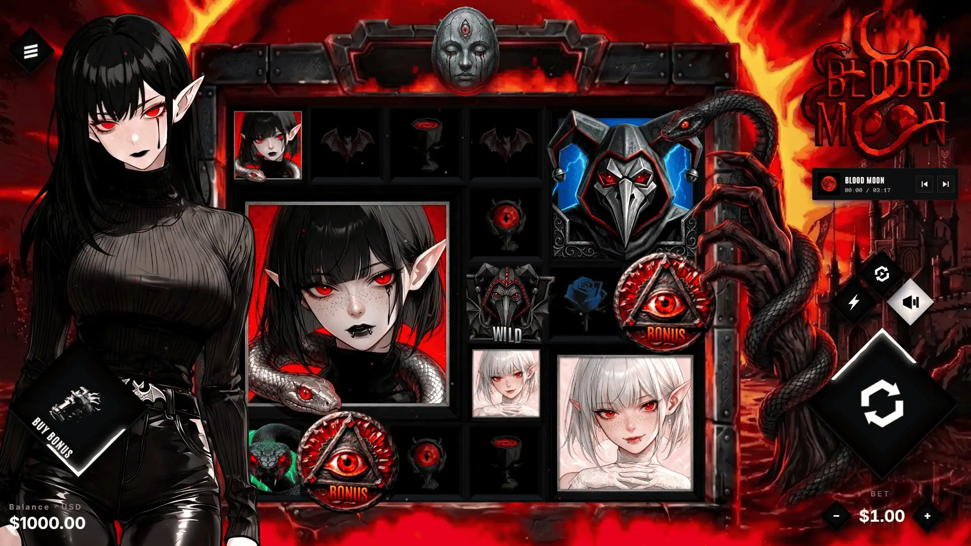 Blood Moon slot gameplay reels