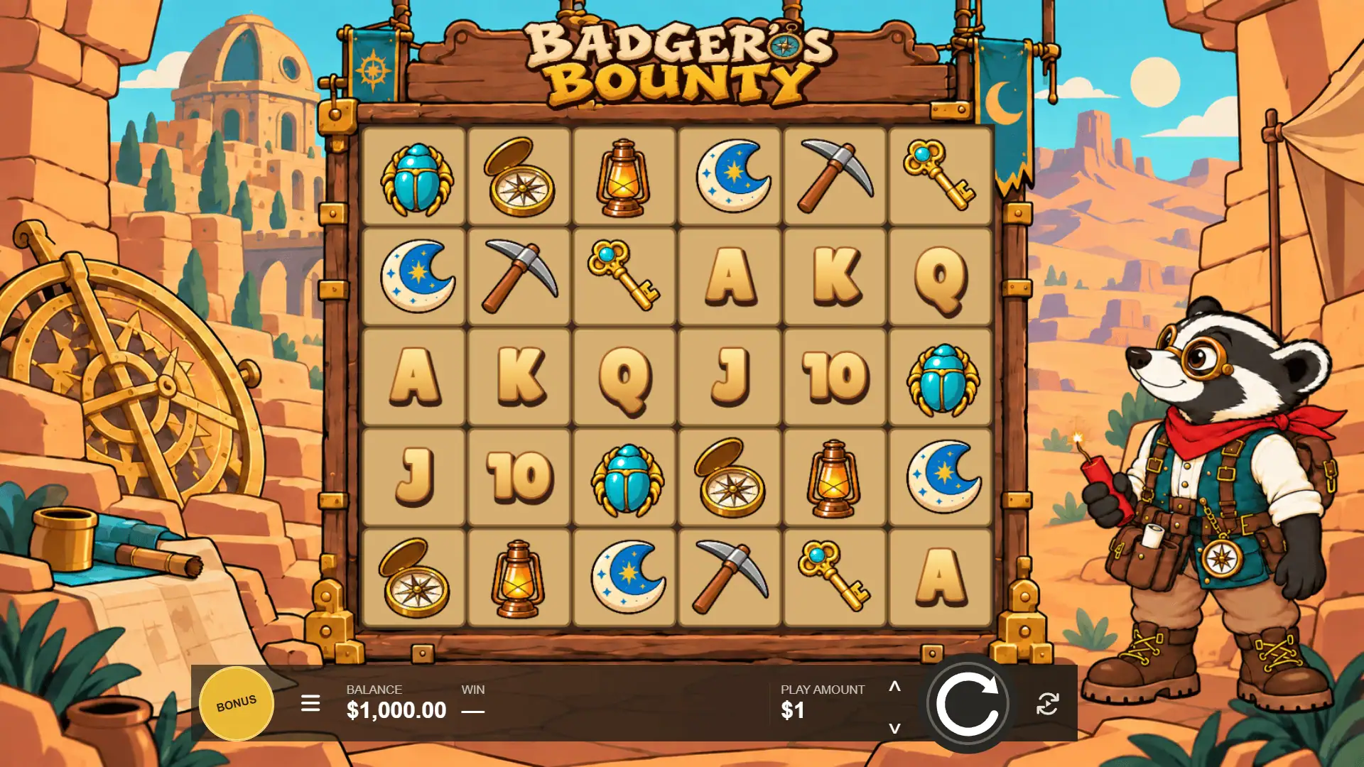 Badger&rsquo;s Bounty slot gameplay reels