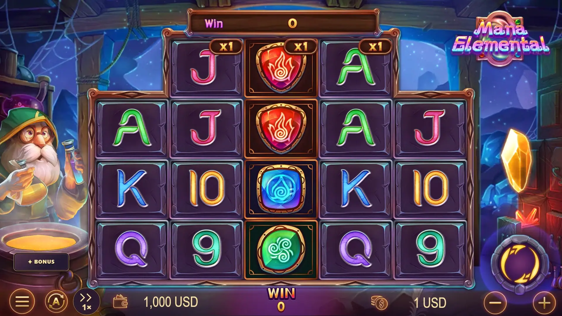 Mana Elemental slot gameplay reels