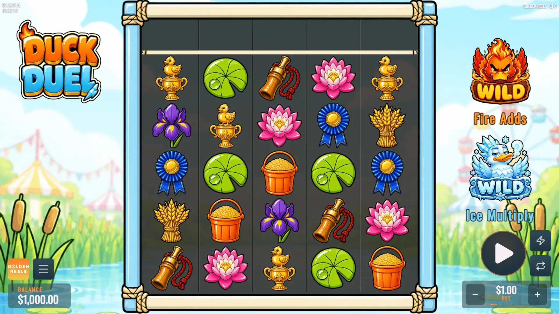 Duck Duel slot gameplay reels