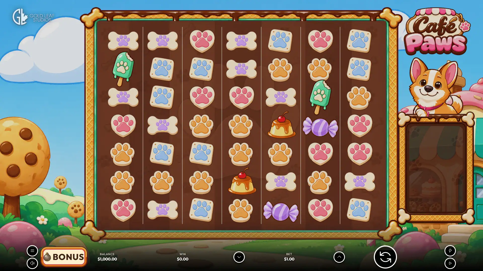 Café Paws slot gameplay reels
