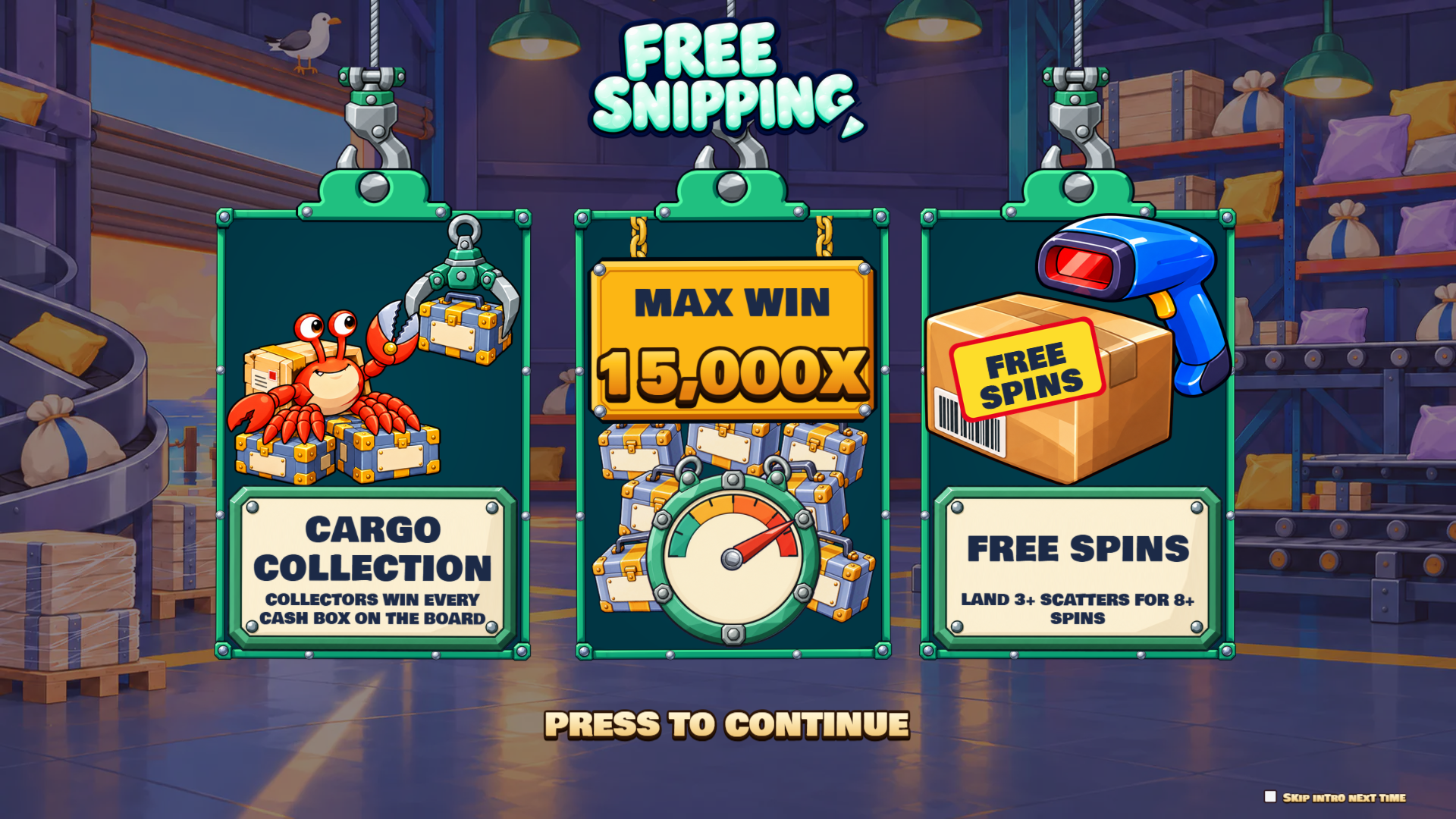 Free Snipping slot intro screen