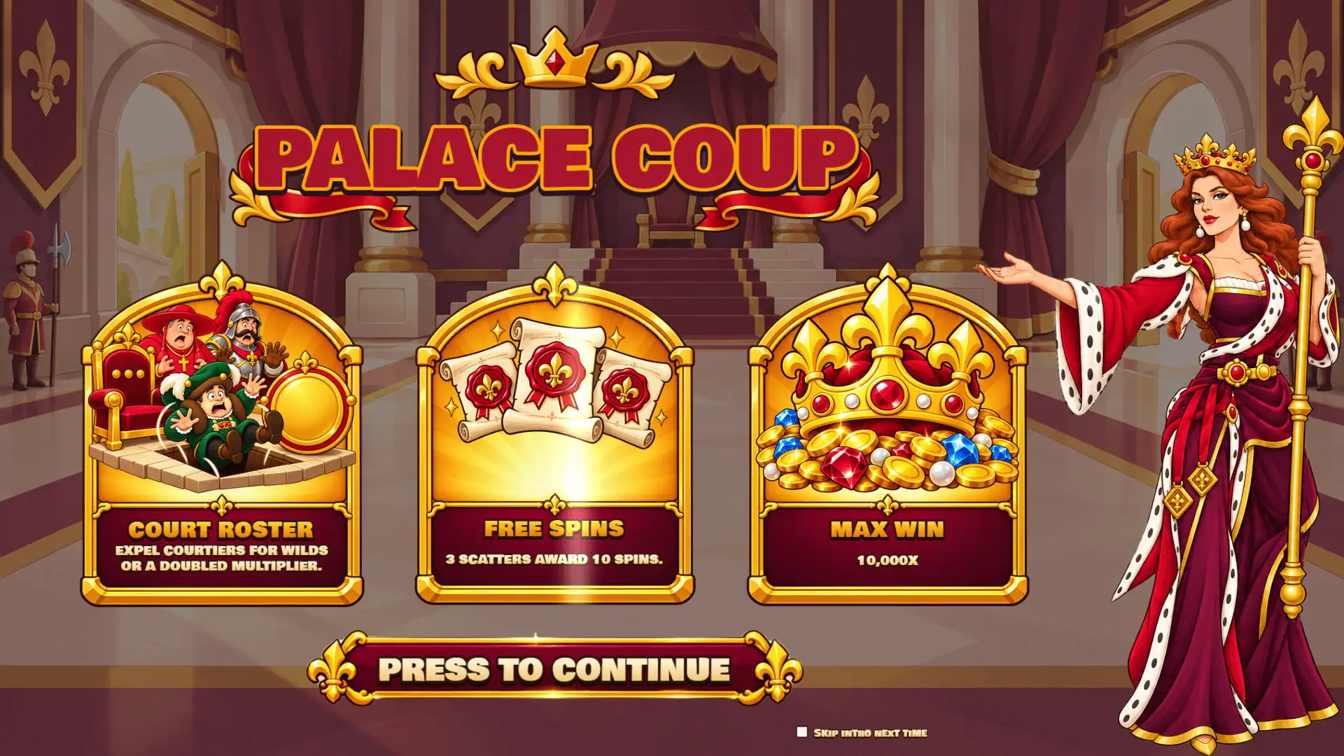 Palace Coup slot intro screen