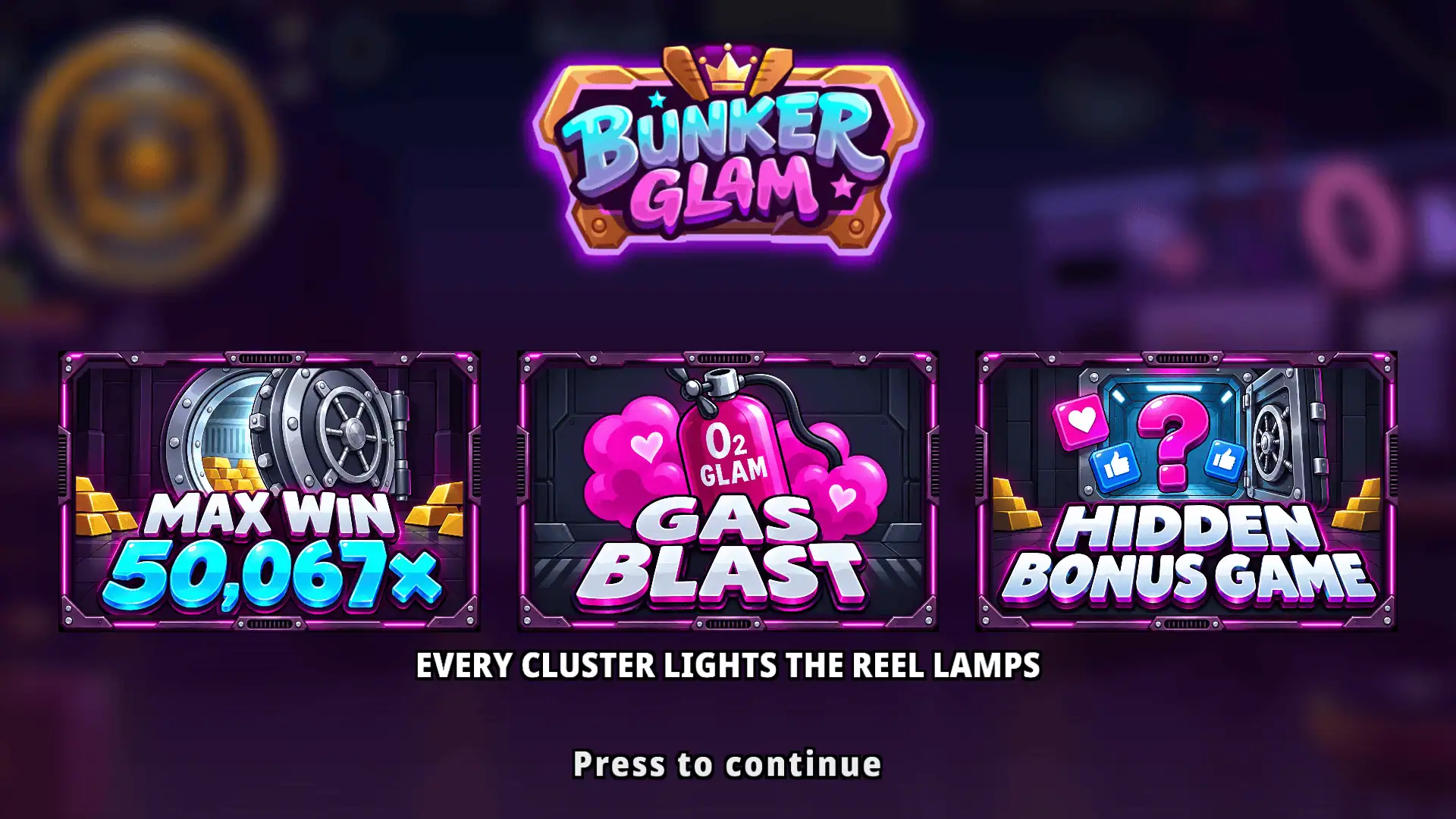 Bunker Glam slot intro screen