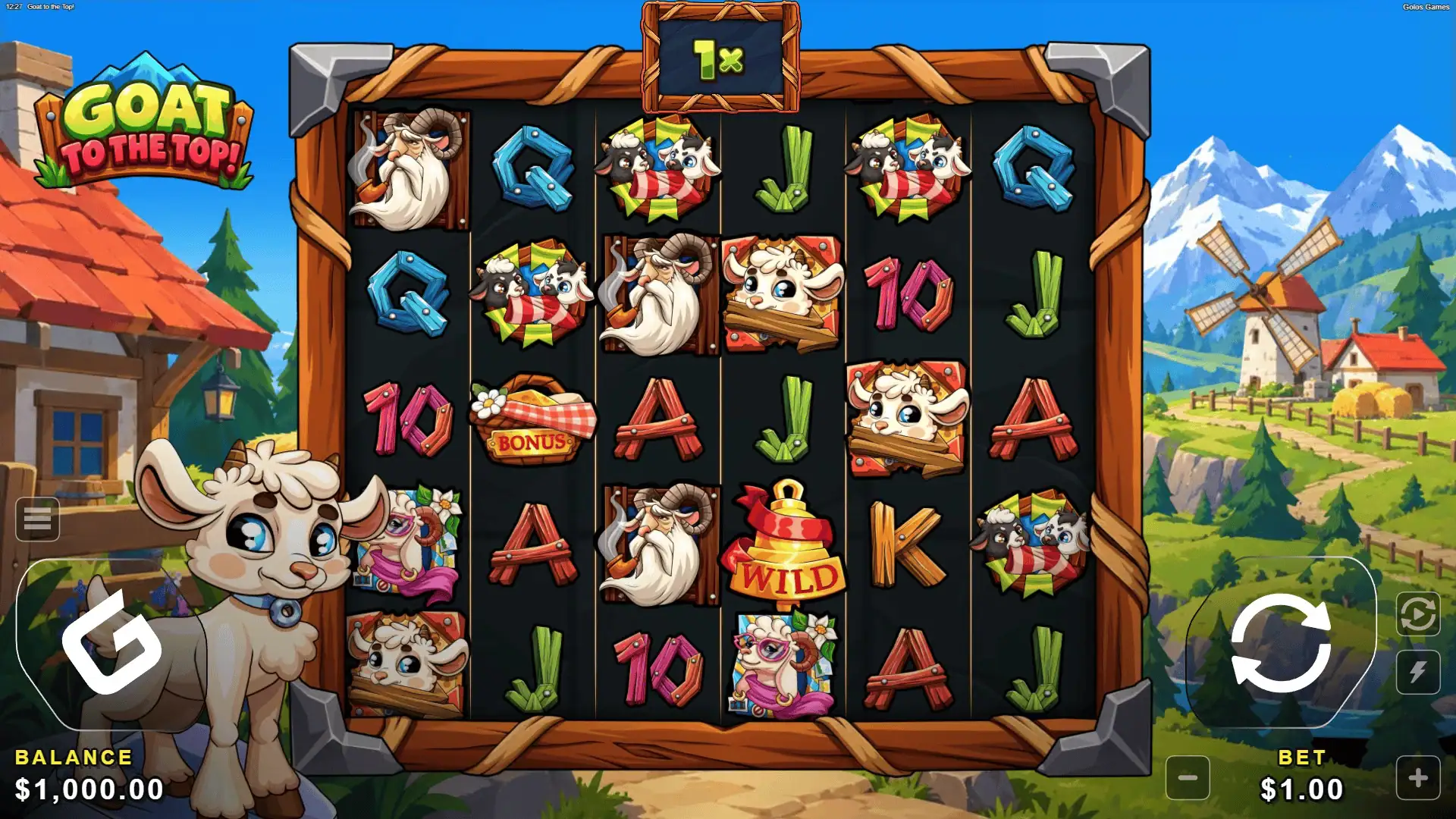 Goat To The Top slot gameplay reels