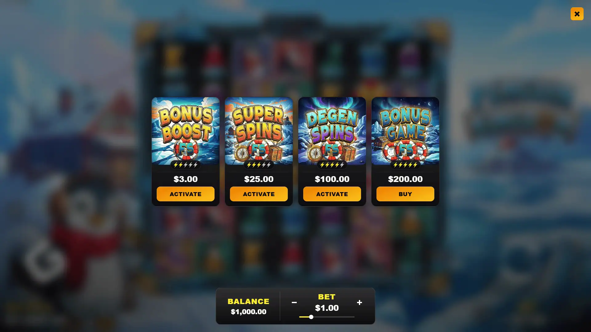 Penguin Kingdom bonus buy menu