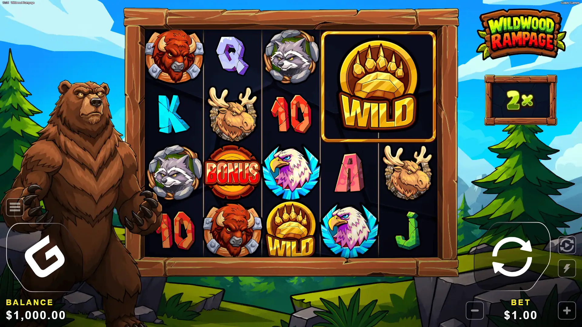 Wild Wood Rampage slot gameplay reels