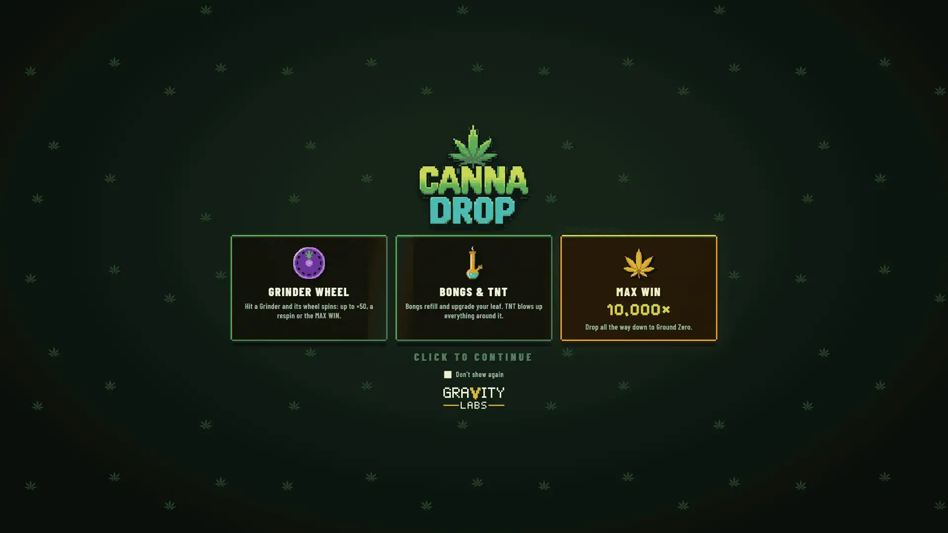 Canna Drop slot intro screen