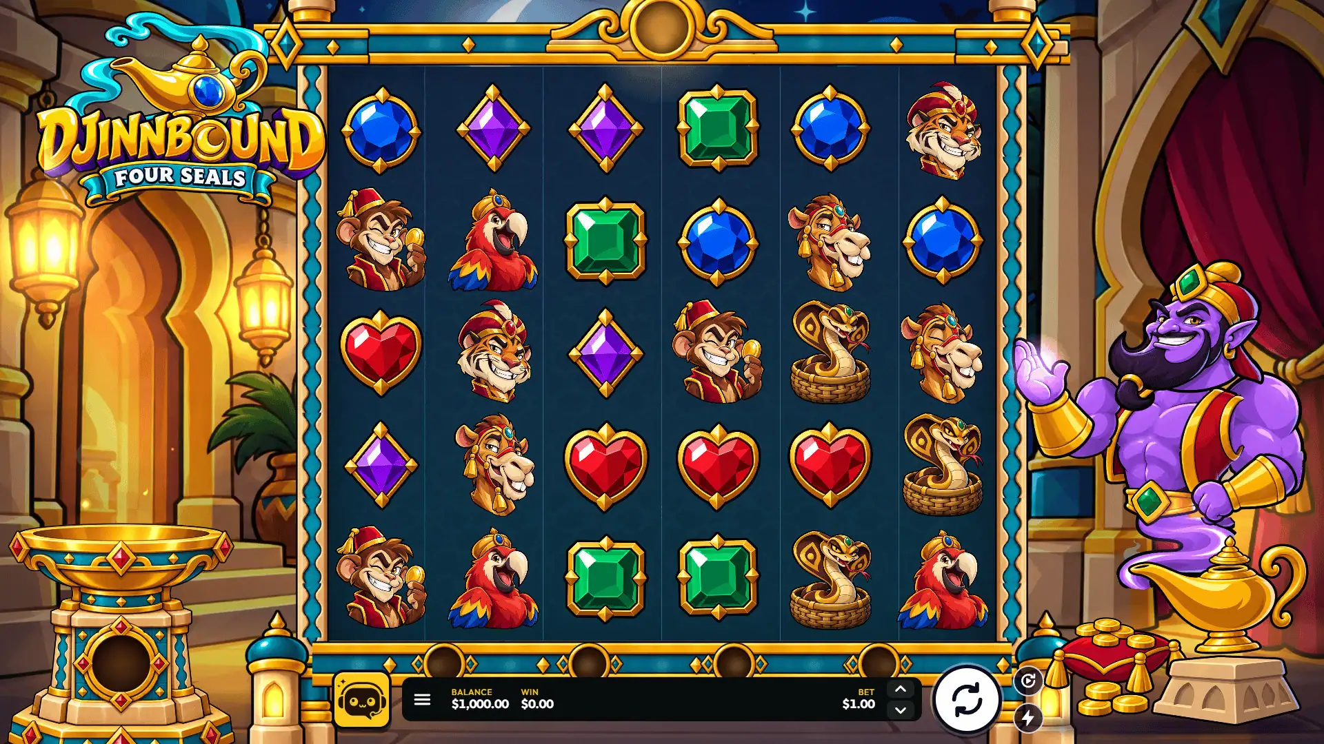 Djinnbound slot gameplay reels