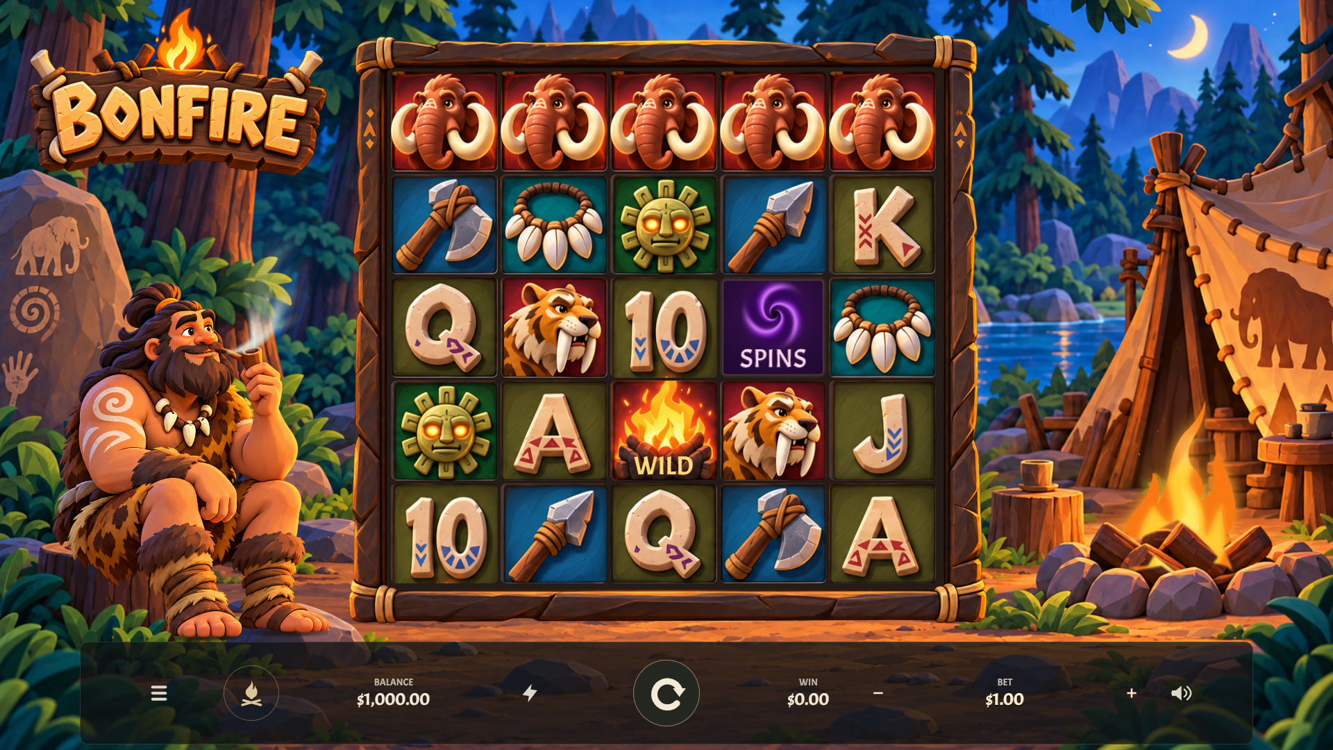 Bonfire slot gameplay reels