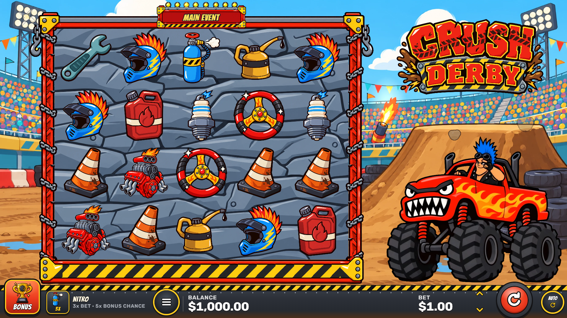 Crush Derby slot gameplay reels