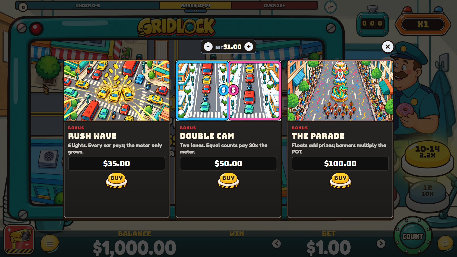 Gridlock bonus buy menu