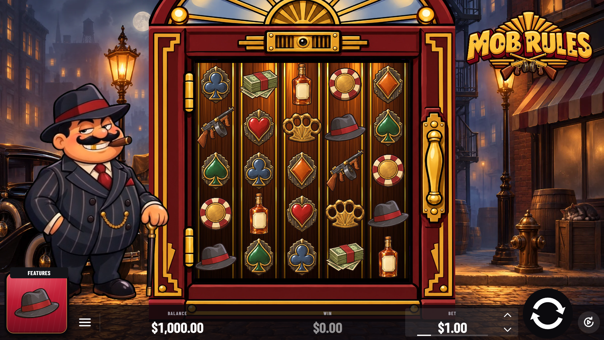 Mob Rules slot gameplay reels