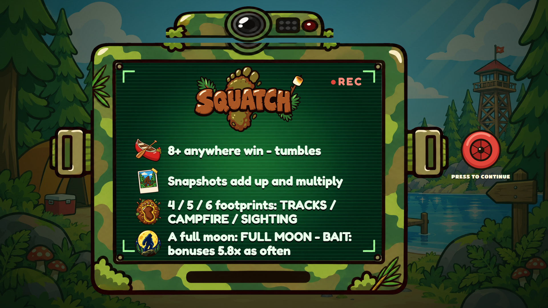 Squatch slot intro screen