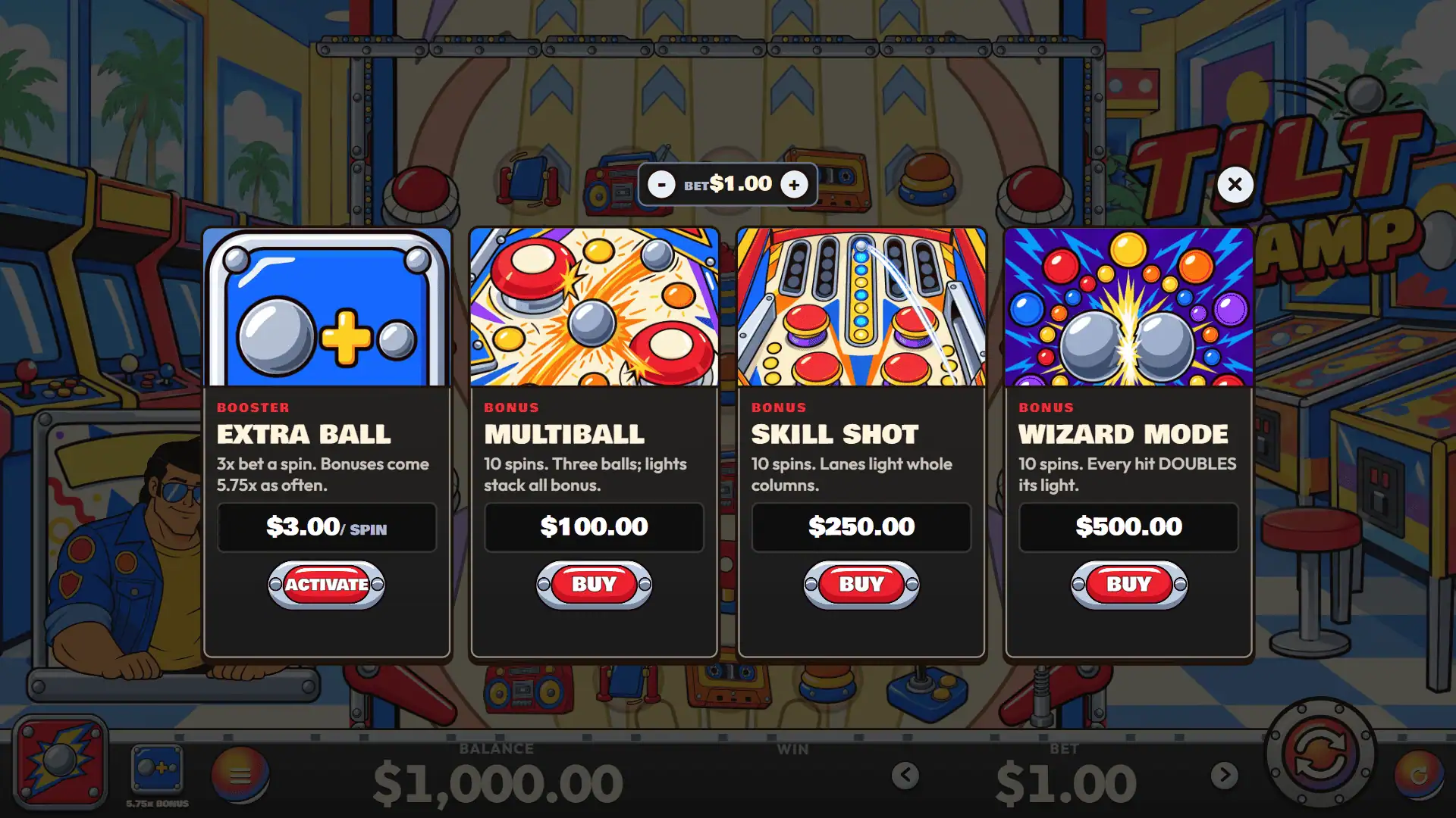 Tilt Champ bonus buy menu