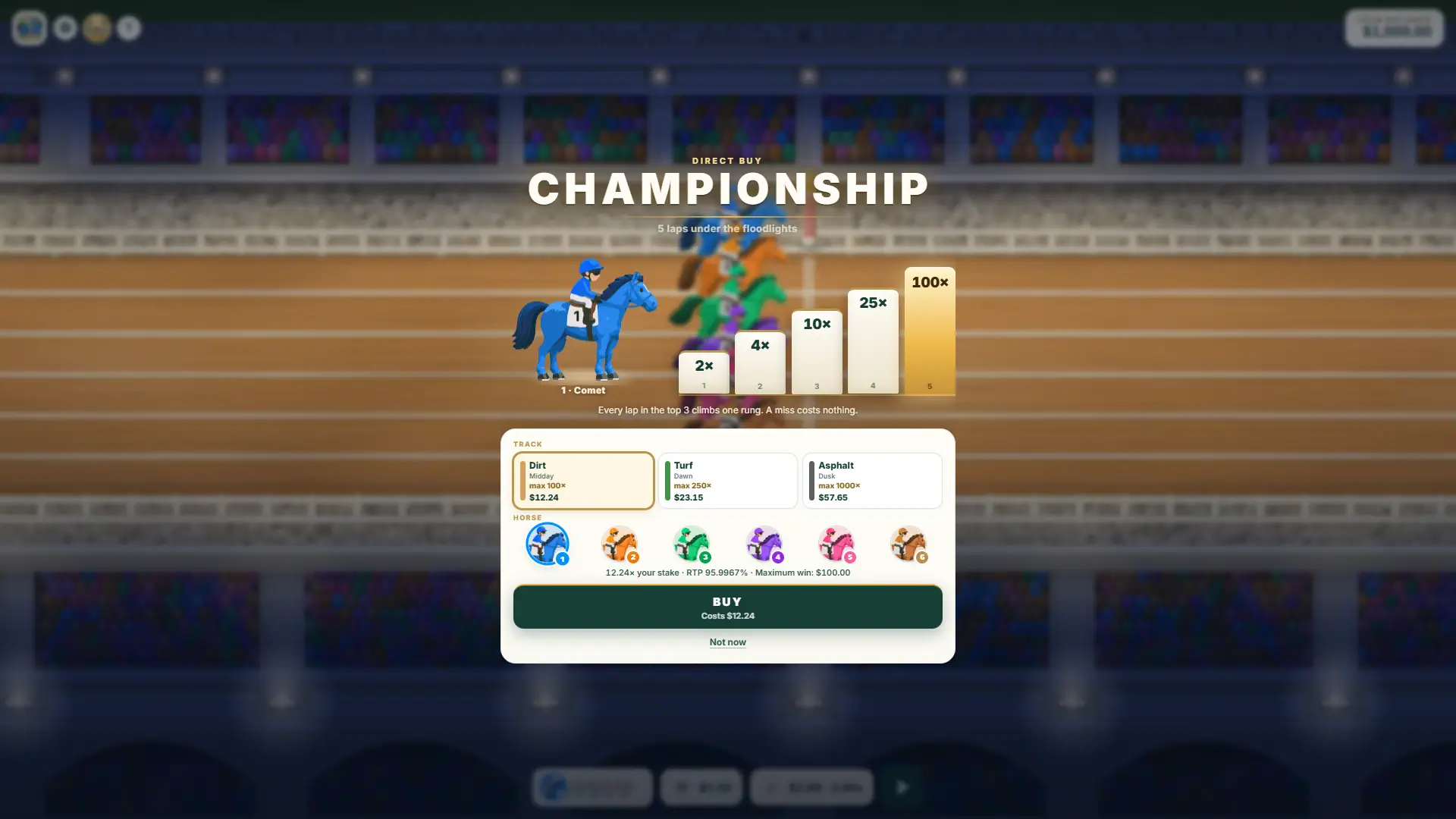 Oval Derby bonus buy menu