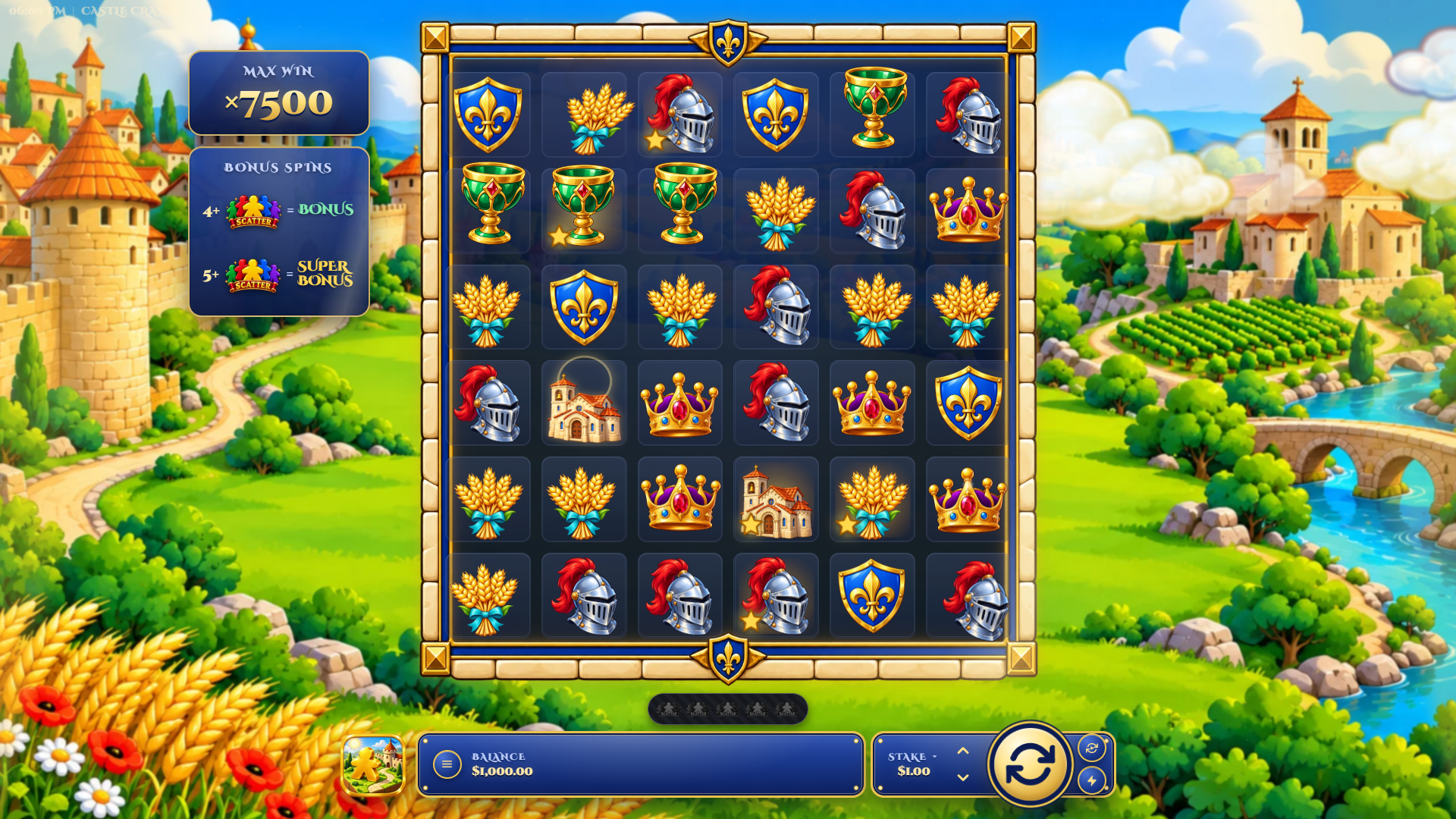 Castle Crash slot gameplay reels