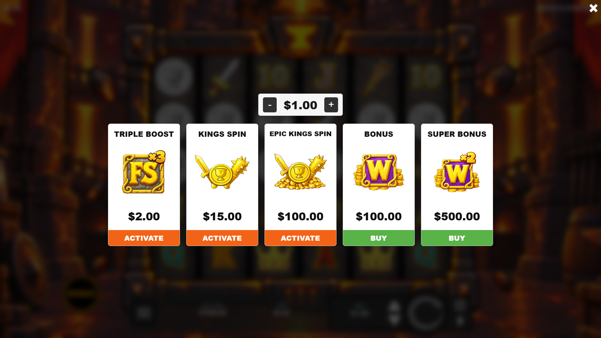 King&rsquo;s Forge 2 bonus buy menu