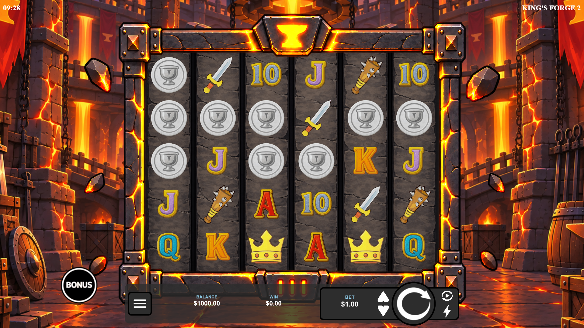 King&rsquo;s Forge 2 slot gameplay reels