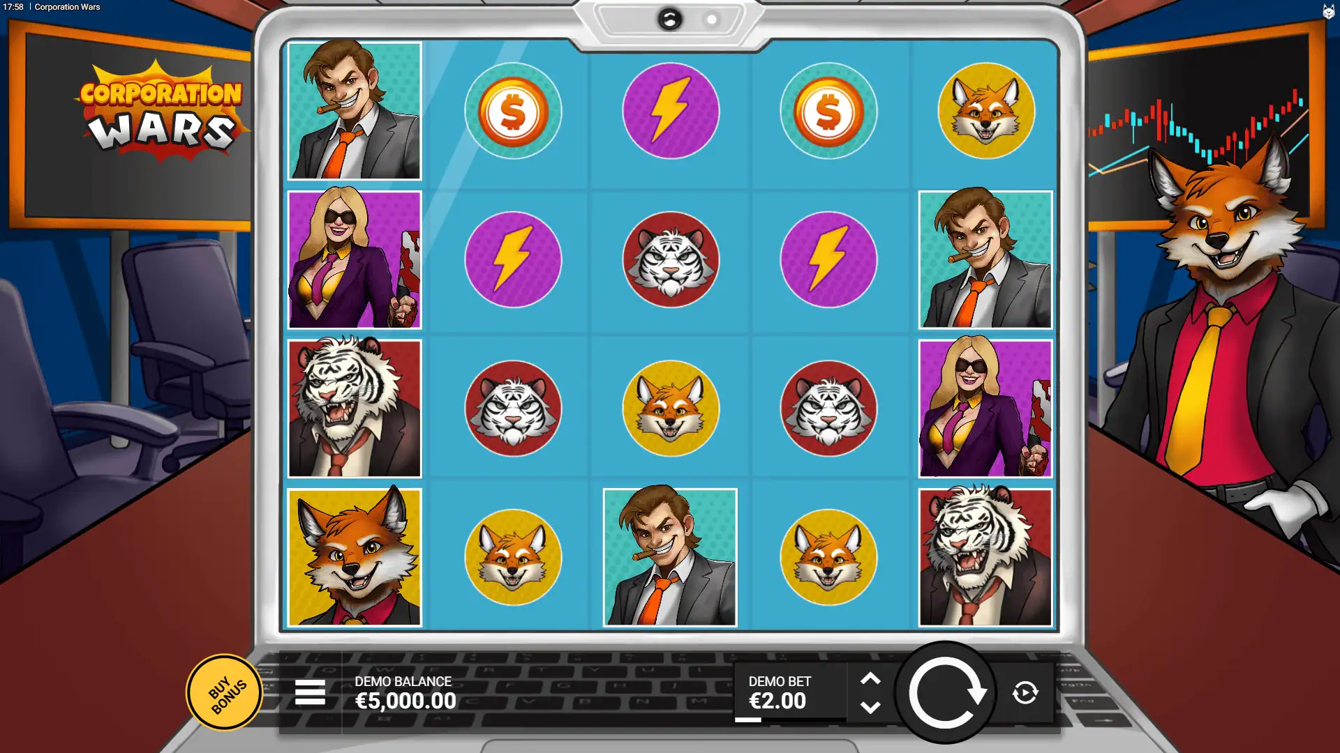 Corporation Wars slot gameplay reels