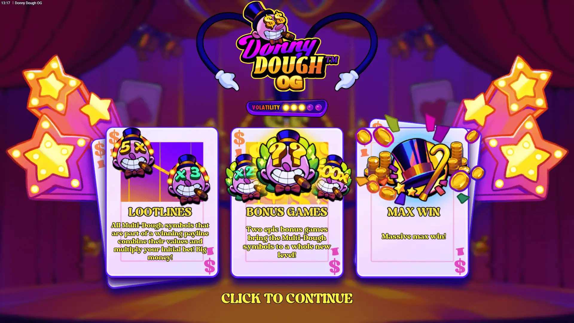 Donny Dough OG slot intro screen