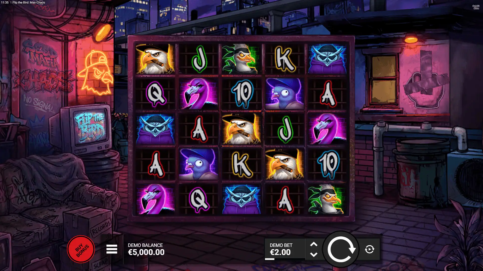 Flip the Bird: Max Chaos slot gameplay reels