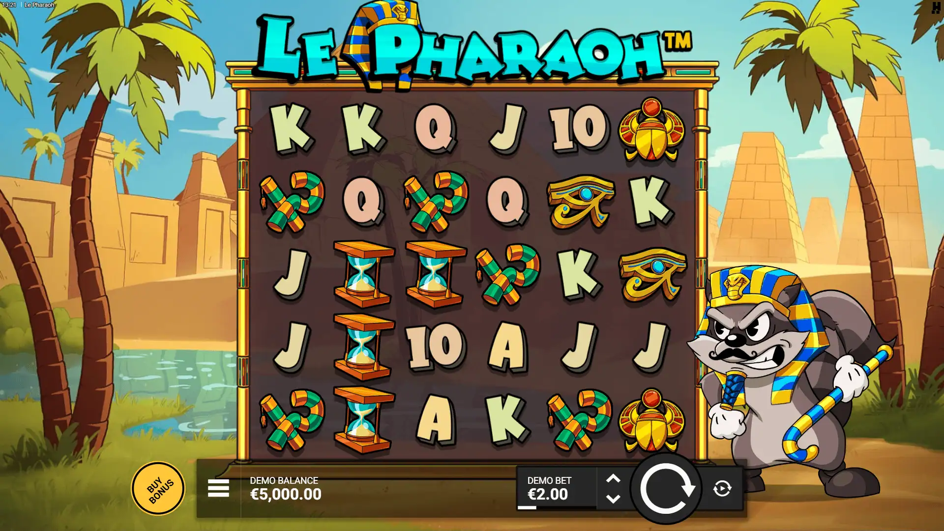 Le Pharaoh slot gameplay reels