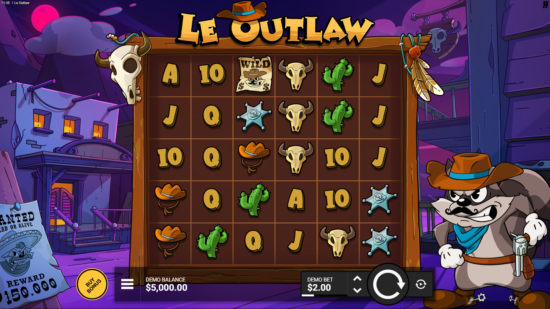 Le Outlaw slot gameplay reels