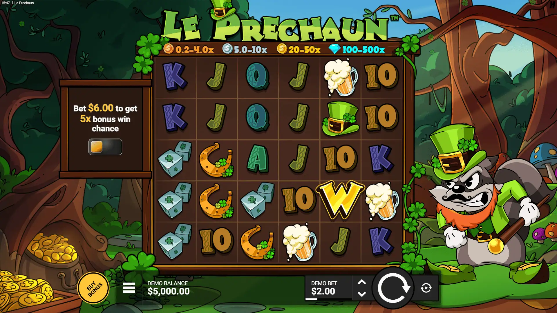 Le Prechaun slot gameplay reels