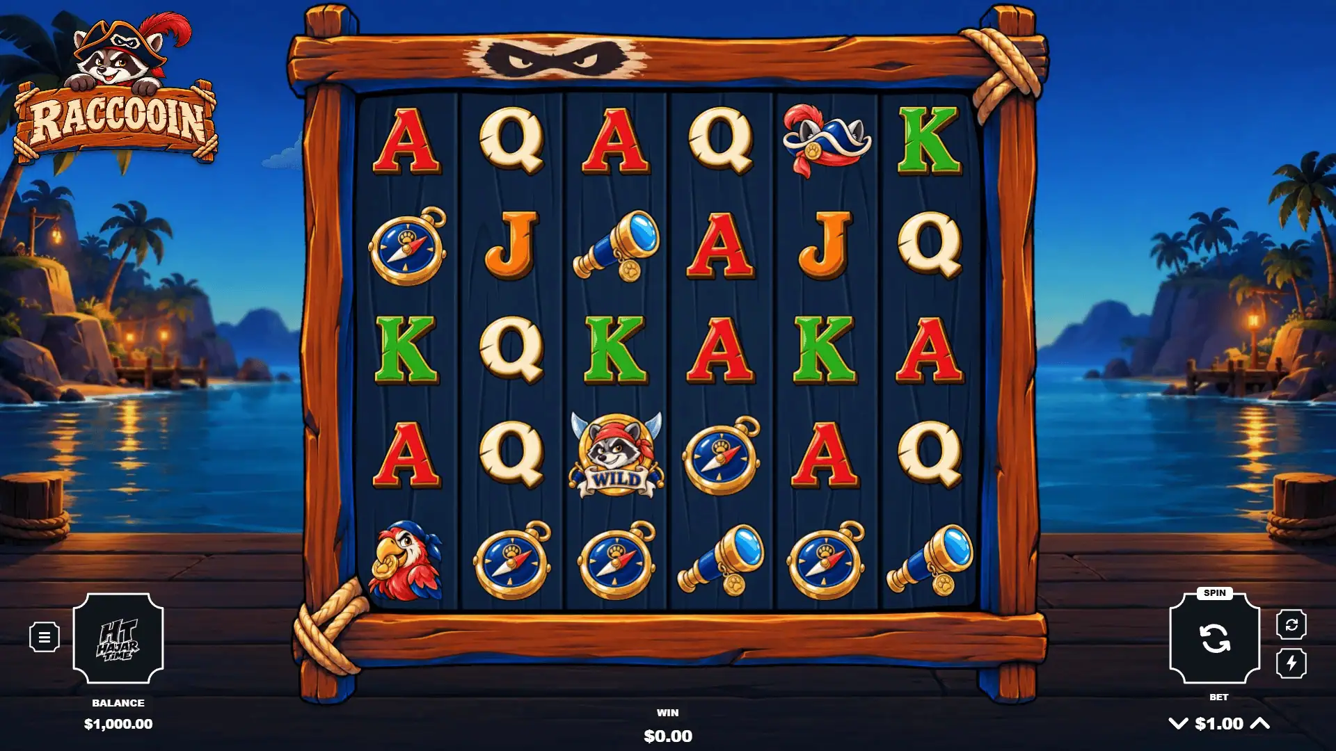 Raccooin slot gameplay reels