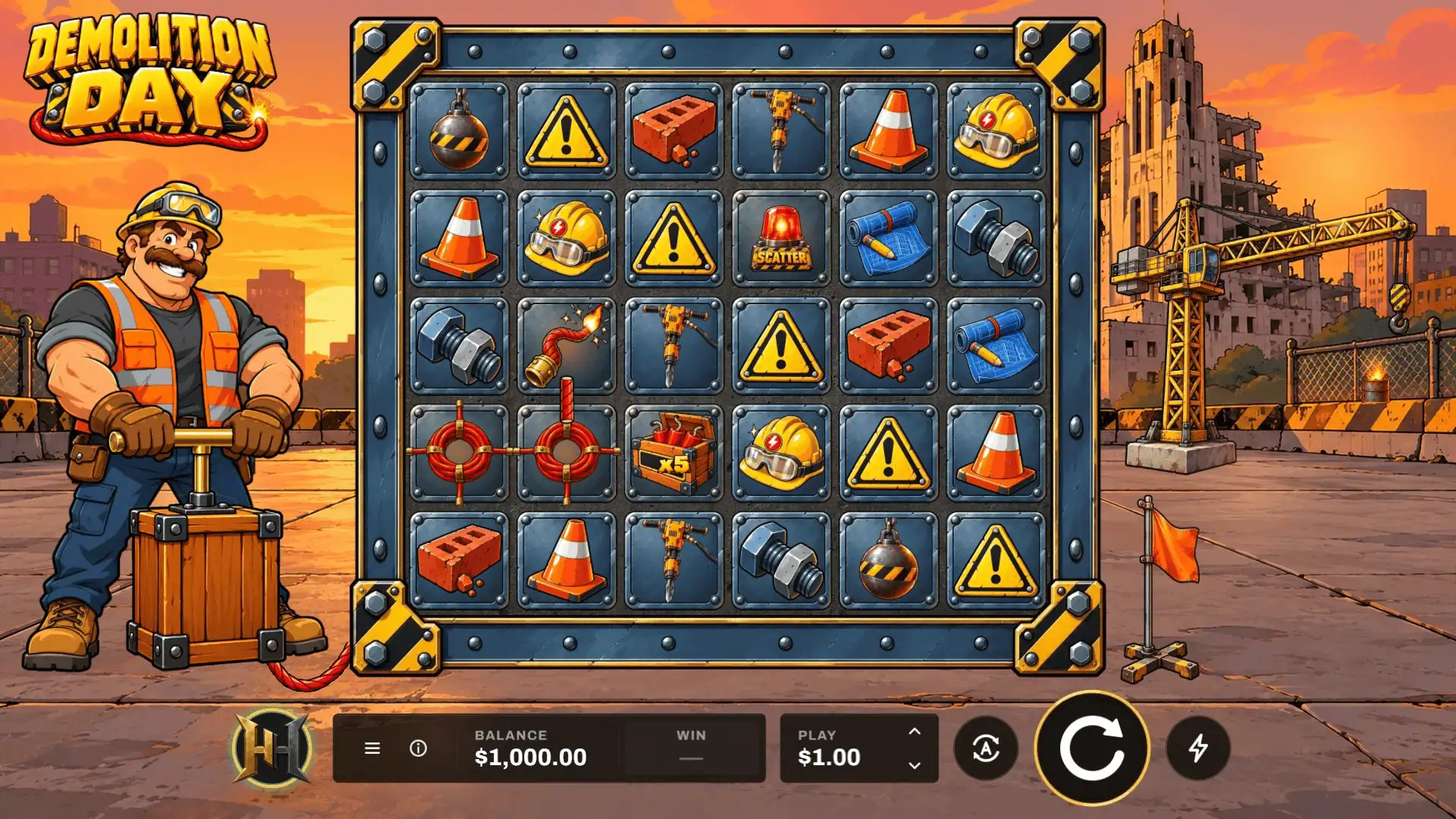Demolition Day slot gameplay reels