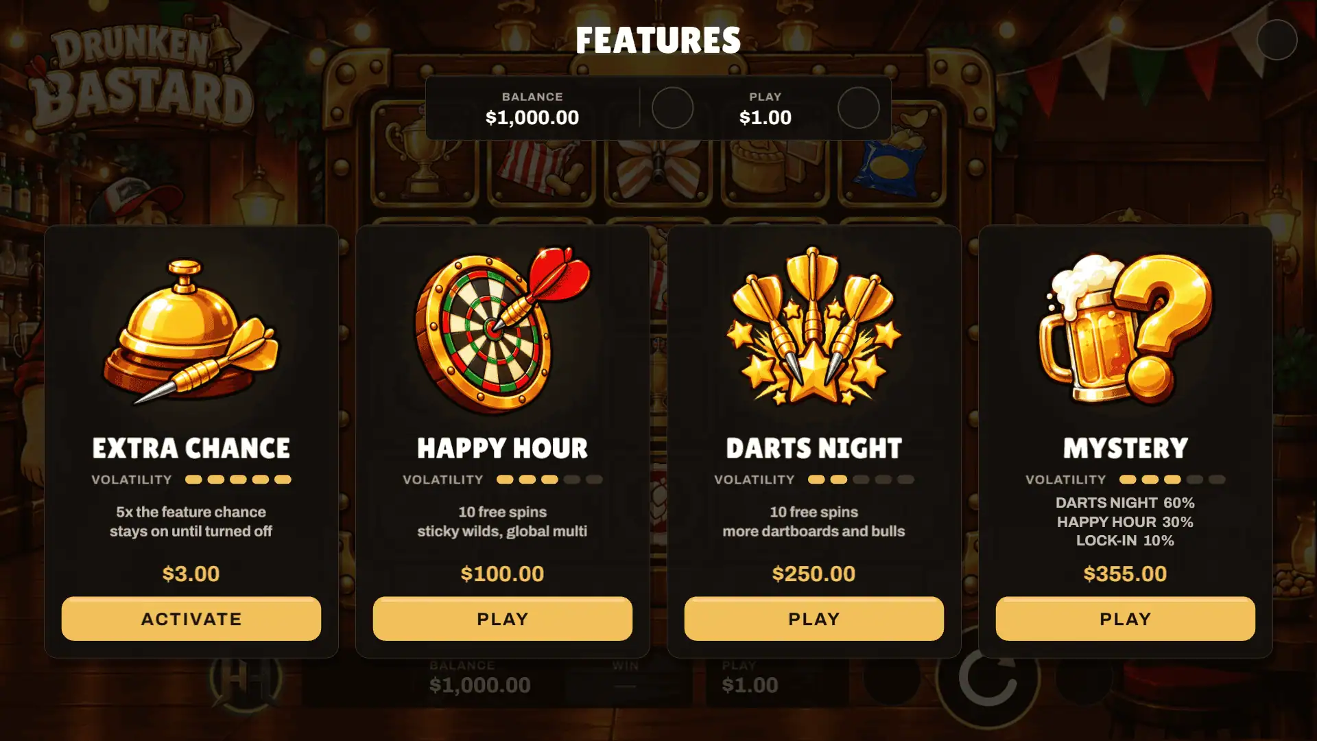 Drunken Bastard bonus buy menu