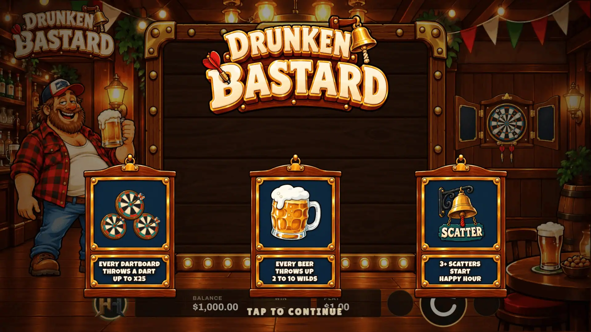 Drunken Bastard slot intro screen