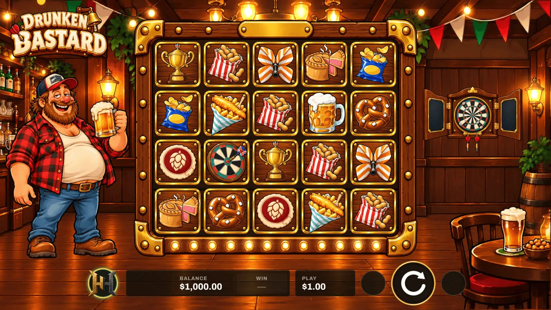 Drunken Bastard slot gameplay reels