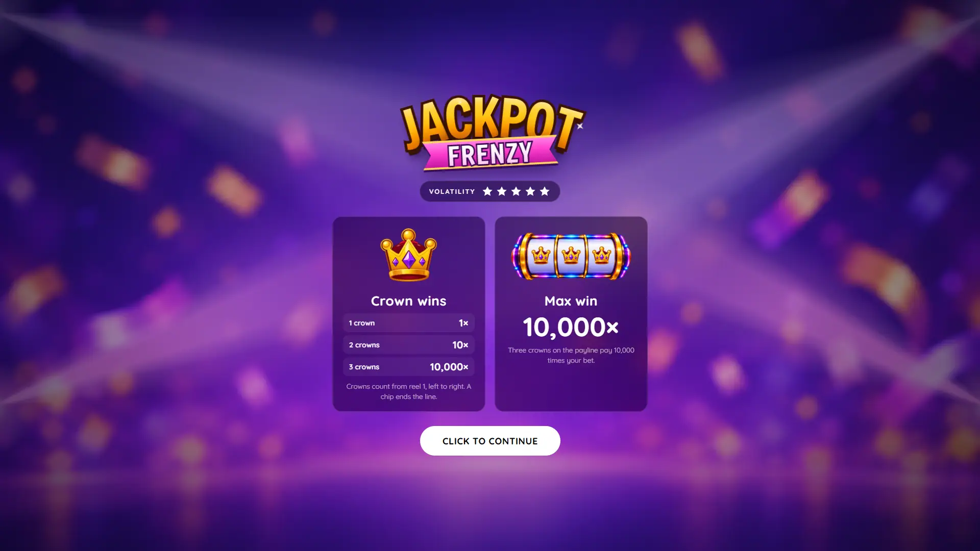 Jackpot Frenzy slot intro screen